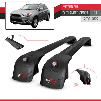 Compatible with Mitsubishi Outlander Sport (GA) 2010-2022 ACE-2 Car Roof Rack Cross Bar Black Aluminium 2 Bars