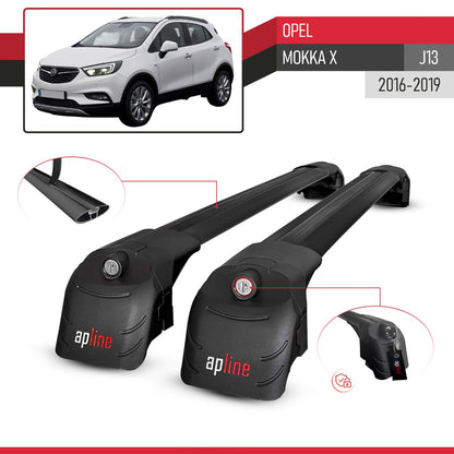 Compatible with Opel Mokka X (J13) 2016-2019 ACE-2 Car Roof Rack Cross Bar Black Aluminium 2 Bars