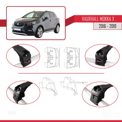 Compatible with Vauxhall Mokka X (J13) 2016-2019 ACE-2 Car Roof Rack Cross Bar Black Aluminium 2 Bars