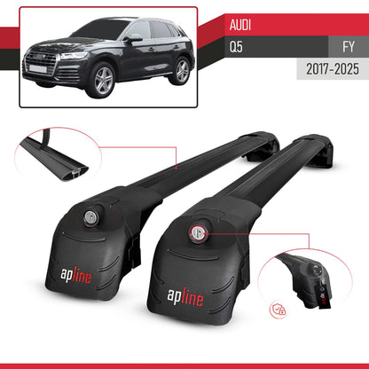 Compatible with Q5 (FY) 2017-2024 ACE-2 Car Roof Rack Cross Bar Black Aluminium 2 Bars