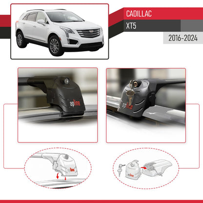 ACE-2 Dakdrager bagagedrager compatibel met Cadillac XT5 2017-2024 Spoorstaven Zwart Aluminium 2 Staven