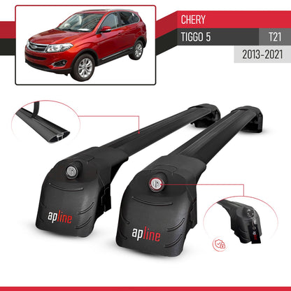 ACE-2 Dakdrager bagagedrager compatibel met Chery Tiggo 5 (T21) 2013-2021 Spoorstaven Zwart Aluminium 2 Staven