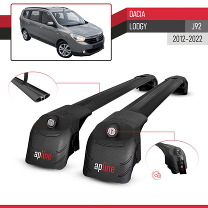 ACE-2 Dakdrager bagagedrager compatibel met Dacia Lodgy (J92) 2012-2022 Spoorstaven Zwart Aluminium 2 Staven