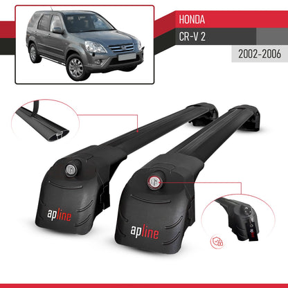 ACE-2 Dakdrager bagagedrager compatibel met Honda CR-V 2 2002-2006 Spoorstaven Zwart Aluminium 2 Staven