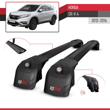 ACE-2 Dakdrager bagagedrager compatibel met Honda CR-V 4 2012-2016 Spoorstaven Zwart Aluminium 2 Staven