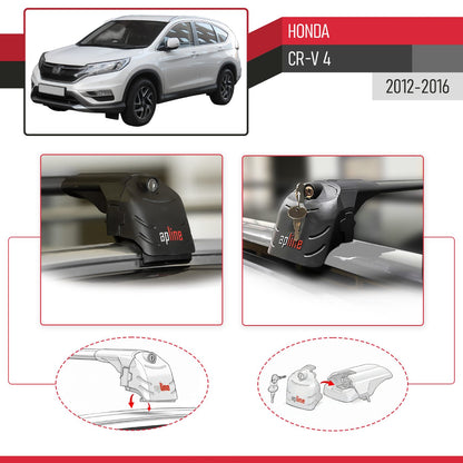 ACE-2 Dakdrager bagagedrager compatibel met Honda CR-V 4 2012-2016 Spoorstaven Zwart Aluminium 2 Staven