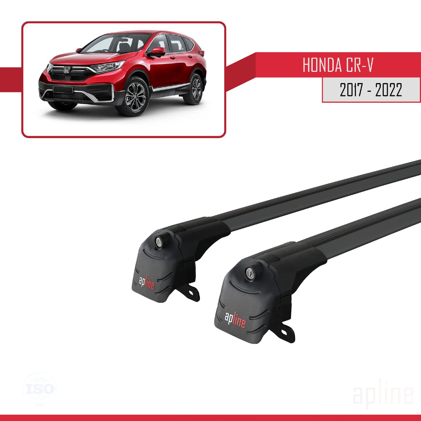 ACE-2 Dakdrager bagagedrager compatibel met Honda CR-V 5 2017-2022 Spoorstaven Zwart Aluminium 2 Staven