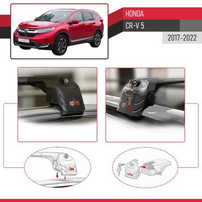 ACE-2 Dakdrager bagagedrager compatibel met Honda CR-V 5 2017-2022 Spoorstaven Zwart Aluminium 2 Staven