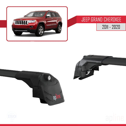 ACE-2 Dakdrager bagagedrager compatibel met Jeep Grand Cherokee 4 (WK2) 2011-2020 Spoorstaven Zwart Aluminium 2 Staven