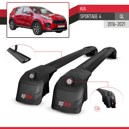 ACE-2 Dakdrager bagagedrager compatibel met Kia Sportage 4 (QL) 2016-2021 Spoorstaven Zwart Aluminium 2 Staven