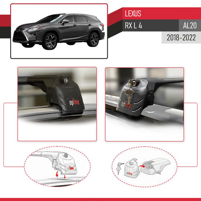 Compatible with Lexus RX 4 L (AL20) 2018-2022 ACE-2 Car Roof Rack Cross Bar Black Aluminium 2 Bars