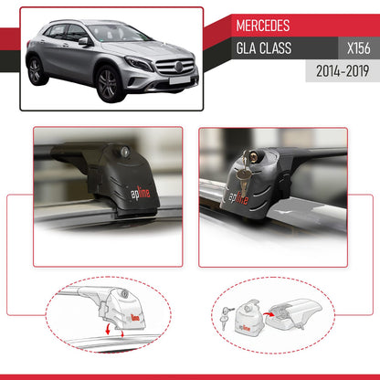Compatible with Mercedes GLA Class (X156) 2014-2019 ACE-2 Car Roof Rack Cross Bar Black Aluminium 2 Bars