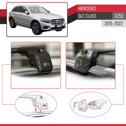 ACE-2 Dakdrager bagagedrager compatibel met Mercedes GLC Klasse (X253) 2016-2022 Spoorstaven Zwart Aluminium 2 Staven
