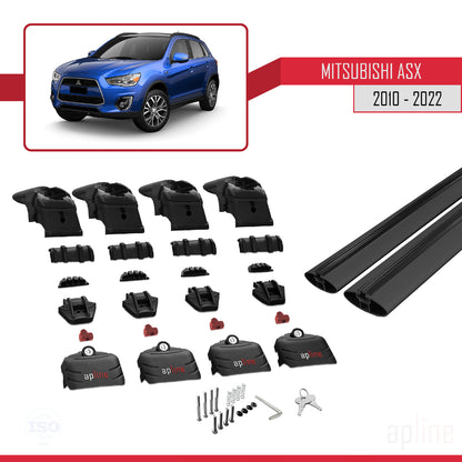 Compatible avec Mitsubishi ASX (GA) 2010-2022 ACE-2 Barres de Toit Railing Porte-Bagages de Voiture Noir Aluminium 2 Barres