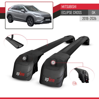 Compatible with Mitsubishi Eclipse Cross (GK) 2018-2025 ACE-2 Car Roof Rack Cross Bar Black Aluminium 2 Bars