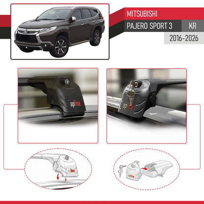 Compatible with Mitsubishi Pajero Sport 3 2016-2025 ACE-2 Car Roof Rack Cross Bar Black Aluminium 2 Bars