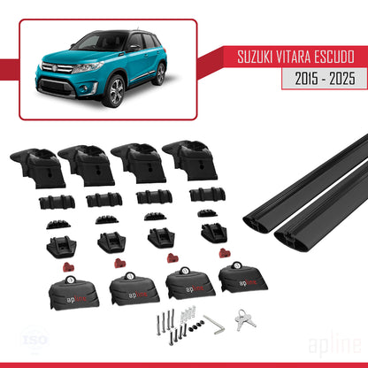ACE-2 Dakdrager bagagedrager compatibel met Suzuki Vitara/Escudo (LY) 2015-2025 Spoorstaven Zwart Aluminium 2 Staven