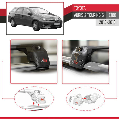 Compatible with Toyota Auris 2 (E180) Touring Sports 2013-2018 ACE-2 Car Roof Rack Cross Bar Black Aluminium 2 Bars