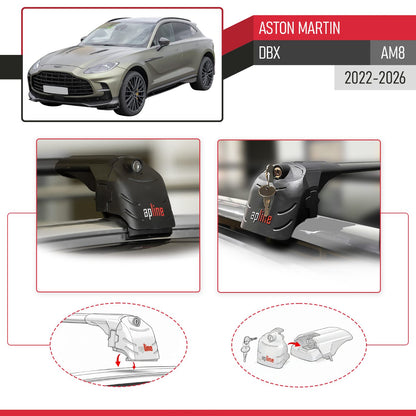 ACE-2 Dakdrager bagagedrager compatibel met Aston Martin (DBX707) 2022-2025 Spoorstaven Zwart Aluminium 2 Staven
