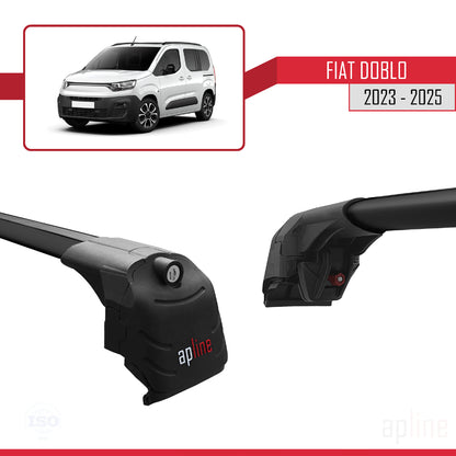 Compatible avec Fiat Doblo 3 2023-2025 ACE-2 Barres de Toit Railing Porte-Bagages de Voiture Noir Aluminium 2 Barres