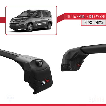ACE-2 Dakdrager bagagedrager compatibel met Toyota Proace City Verso 2023-2025 Spoorstaven Zwart Aluminium 2 Staven