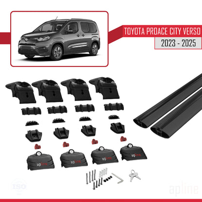 ACE-2 Dakdrager bagagedrager compatibel met Toyota Proace City Verso 2023-2025 Spoorstaven Zwart Aluminium 2 Staven