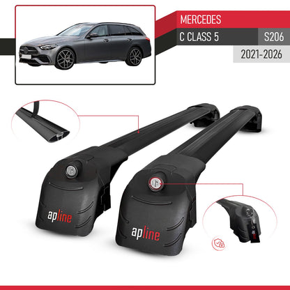 ACE-2 Dakdrager bagagedrager compatibel met Mercedes C Klasse 5 (S206) 2022-2025 Spoorstaven Zwart Aluminium 2 Staven