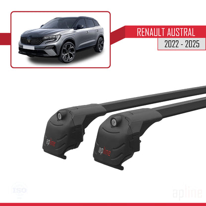 Compatible avec Renault Austral (RHN) 2022-2025 ACE-2 Barres de Toit Railing Porte-Bagages de Voiture Noir Aluminium 2 Barres