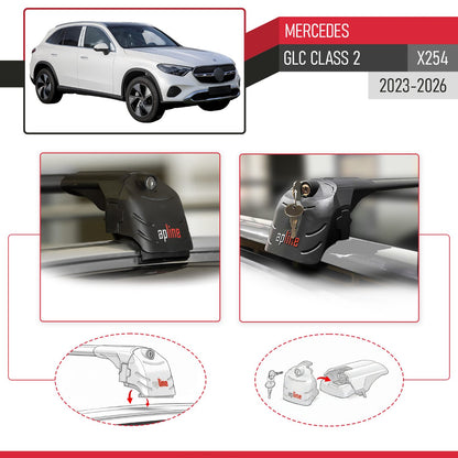 ACE-2 Dakdrager bagagedrager compatibel met Mercedes GLC Klasse 2 (X254) 2023-2025 Spoorstaven Zwart Aluminium 2 Staven