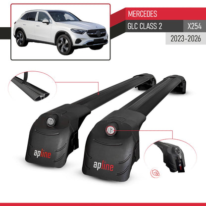 ACE-2 Dakdrager bagagedrager compatibel met Mercedes GLC Klasse 2 (X254) 2023-2025 Spoorstaven Zwart Aluminium 2 Staven