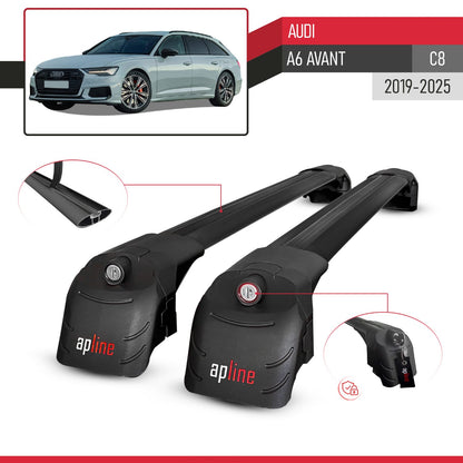 Compatible with A6 (C8) Avant 2019-2025 ACE-2 Car Roof Rack Cross Bar Black Aluminium 2 Bars