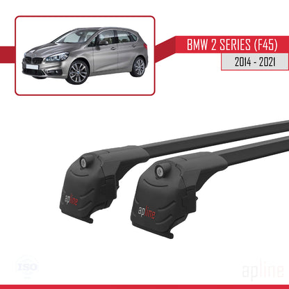 Compatible avec BMW Série 2 (F45) Active Tourer 2014-2021 ACE-2 Barres de Toit Railing Porte-Bagages de Voiture Noir Aluminium 2 Barres