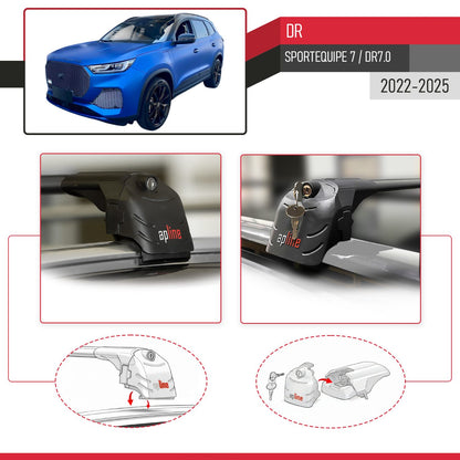 ACE-2 Dakdrager bagagedrager compatibel met DR 7.0 Sportequipe 7 (It) 2023-2025 Spoorstaven Zwart Aluminium 2 Staven