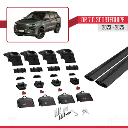 Compatible avec DR 7.0 Sportequipe 7 (It) 2023-2025 ACE-2 Barres de Toit Railing Porte-Bagages de Voiture Noir Aluminium 2 Barres