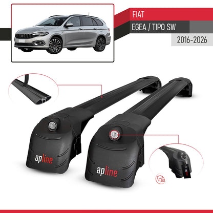 ACE-2 Dakdrager bagagedrager compatibel met Fiat Egea SW 2016-2025 Spoorstaven Zwart Aluminium 2 Staven