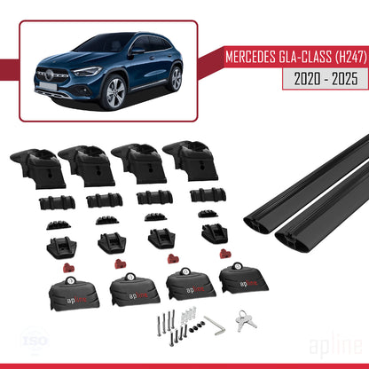 ACE-2 Dakdrager bagagedrager compatibel met Mercedes GLA Klasse 2 (H247) 2020-2025 Spoorstaven Zwart Aluminium 2 Staven