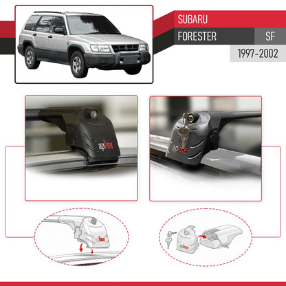 Compatible with Subaru Forester (SF) 1997-2002 ACE-2 Car Roof Rack Cross Bar Black Aluminium 2 Bars
