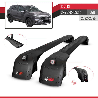 Compatible with Suzuki SX4 S-Cross 4 (JY) 2022-2025 ACE-2 Car Roof Rack Cross Bar Black Aluminium 2 Bars