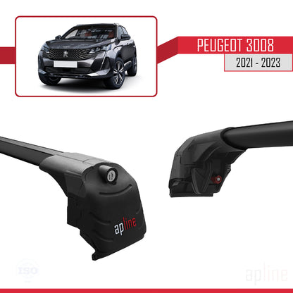 ACE-2 Dakdrager bagagedrager compatibel met Peugeot 3008 II (P84) Post-Facelift 2021-2023 Spoorstaven Zwart Aluminium 2 Staven