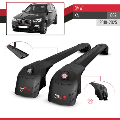Compatible with BMW X4 (G02) 2018-2023 ACE-2 Car Roof Rack Cross Bar Black Aluminium 2 Bars