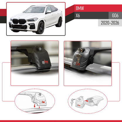 Compatible with BMW X6 (G06) 2020-2025 ACE-2 Car Roof Rack Cross Bar Black Aluminium 2 Bars