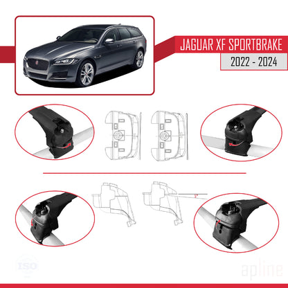 Compatible avec Jaguar XF S 2018-2024 ACE-2 Barres de Toit Railing Porte-Bagages de Voiture Noir Aluminium 2 Barres