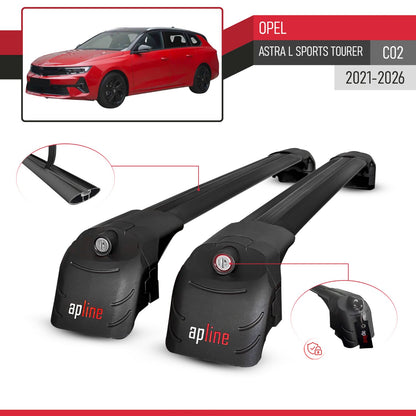 ACE-2 Dakdrager bagagedrager compatibel met Opel Astra L Sports Tourer 2021-2024 Spoorstaven Zwart Aluminium 2 Staven