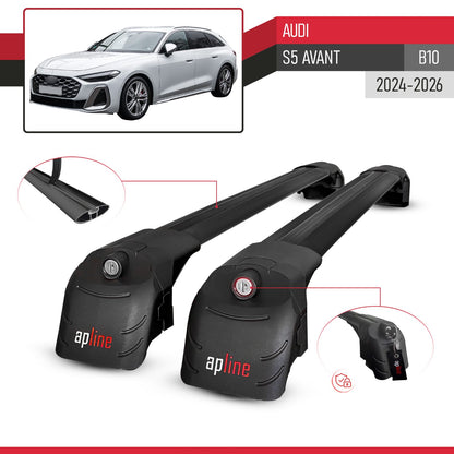 Compatible with Audi S5 Avant 2024-2025 ACE-2 Car Roof Rack Cross Bar Black Aluminium 2 Bars