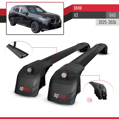 Compatible with BMW X3 (G45) 2025 ACE-2 Car Roof Rack Cross Bar Black Aluminium 2 Bars