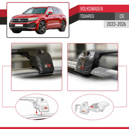ACE-2 Dakdrager bagagedrager compatibel met VW Touareg 2023-2025 Spoorstaven Zwart Aluminium 2 Staven