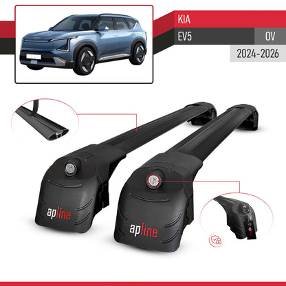ACE-2 Dakdrager bagagedrager compatibel met Kia EV5 2024-2025 Spoorstaven Zwart Aluminium 2 Staven