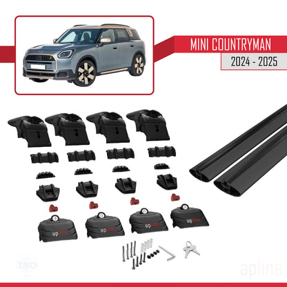 Compatible avec Mini Countryman 2024-2025 ACE-2 Barres de Toit Railing Porte-Bagages de Voiture Noir Aluminium 2 Barres