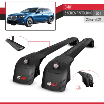 ACE-2 Dakdrager bagagedrager compatibel met BMW 5 Series / i5 G61 Touring 2024-2025 Spoorstaven Zwart Aluminium 2 Staven