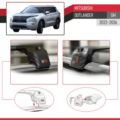 ACE-2 Dakdrager bagagedrager compatibel met Mitsubishi Outlander 2022-2025 Spoorstaven Zwart Aluminium 2 Staven